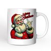 Santa Middle Finger Christmas Personalized Mug, Vintage Humorous Gift with Custom Name