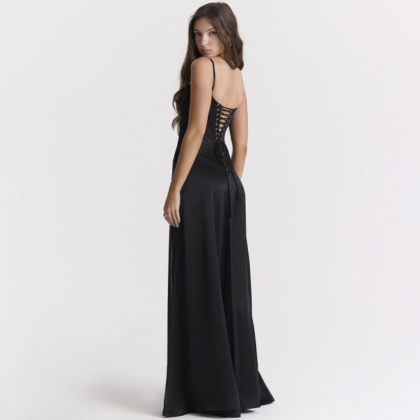 Satin Back Tie-Up Maxi Dress