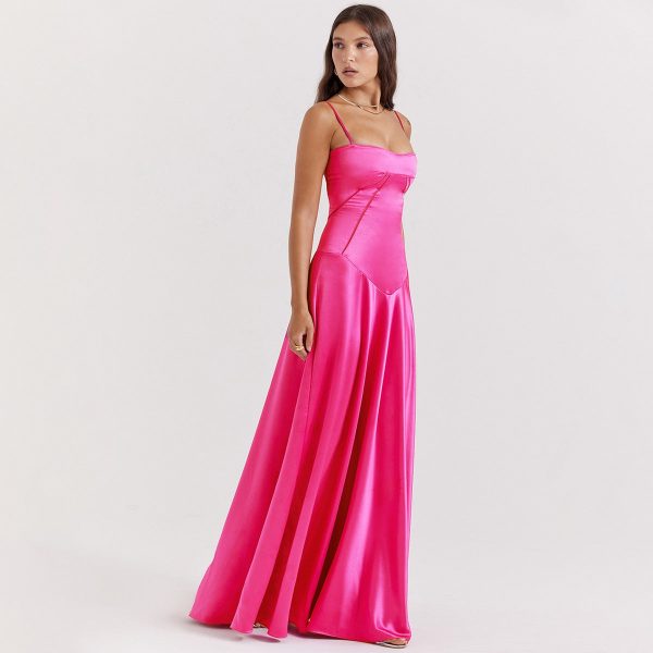 Satin Back Tie-Up Maxi Dress