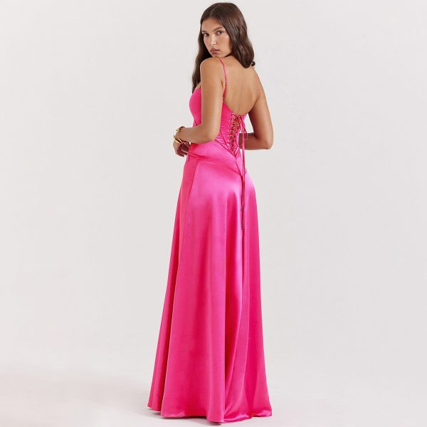 Satin Back Tie-Up Maxi Dress