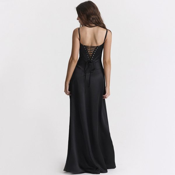 Satin Back Tie-Up Maxi Dress