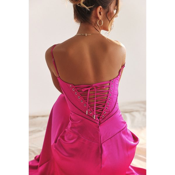 Satin Back Tie-Up Maxi Dress
