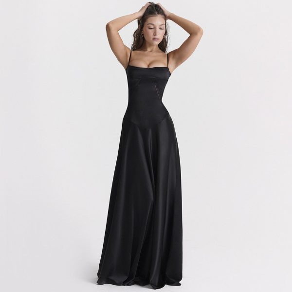 Satin Back Tie-Up Maxi Dress