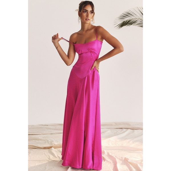 Satin Back Tie-Up Maxi Dress