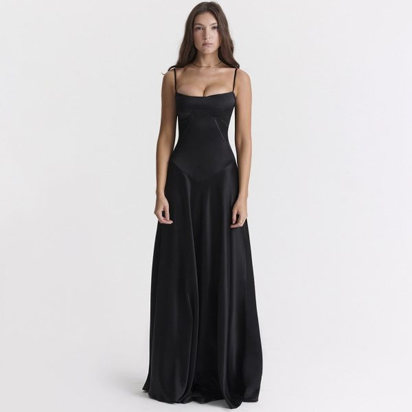 Satin Back Tie-Up Maxi Dress