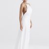 Satin Backless Halter Maxi Dress