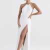 Satin Backless Halter Maxi Dress