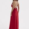 Satin Backless Halter Maxi Dress