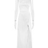 Satin Backless Halter Maxi Dress