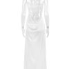 Satin Backless Halter Maxi Dress