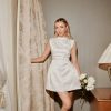 Satin High Neck Short Sleeve Mini Dress