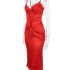 Satin Lace Trim Corset Midi Dress