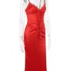 Satin Lace Trim Corset Midi Dress