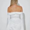 Satin Off-shoulder Long Sleeve Mini Dress