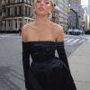 Satin Off-shoulder Long Sleeve Mini Dress