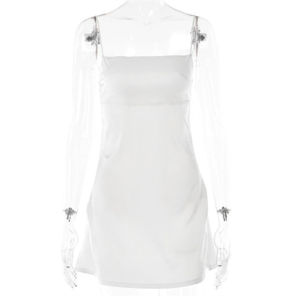 Satin Square Neck Strappy Mini Dress