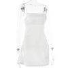 Satin Square Neck Strappy Mini Dress