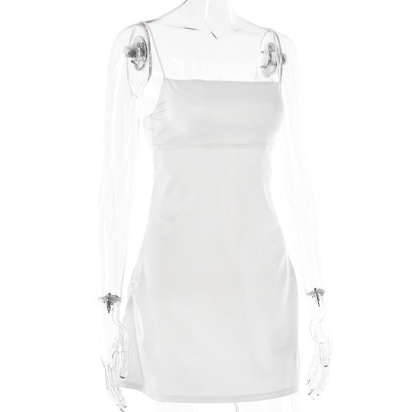 Satin Square Neck Strappy Mini Dress