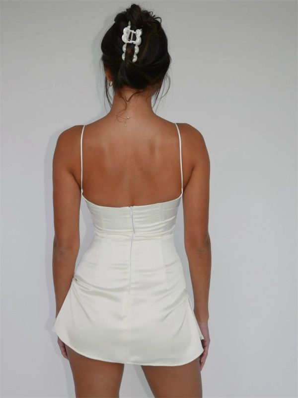 Satin Square Neck Strappy Mini Dress