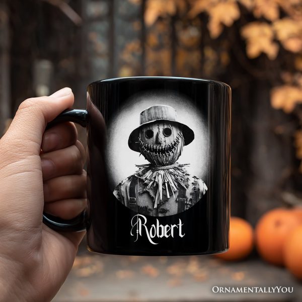 Scarecrow Spooky Portrait Personalized Mug Horror Villain Theme Halloween Gift with Custom Name