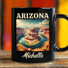 Scenic Arizona State Desert Canyon Vintage Personalized Mug, Horseshoe Bend Gift and Southwest Nature Souvenir with Custom Name