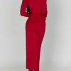 Scoop Neck Ruched Side Slit Long Sleeve Maxi Dress