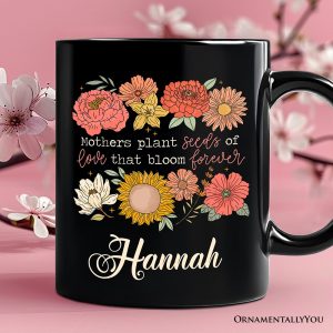 Seeds of Love Mama Floral Personalized Mug, Retro Gift for Sentimental Mothers with Custom Name
