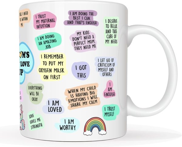 Self Love Inspirational Coffee Mug for Moms, Motivational Gift for Mom Birthday Mother's Day Christmas Gift Idea