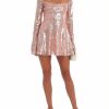 Sequin Lace-up Back Long Sleeves Flare Mini Dress