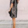 Sequin Short Sleeves Loose Dresses