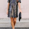 Sequin Short Sleeves Loose Dresses