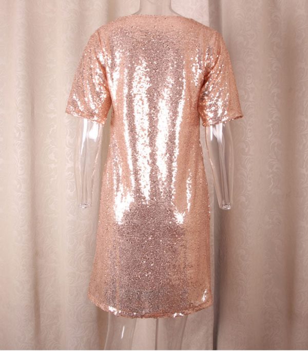 Sequin Short Sleeves Loose Dresses