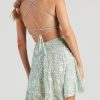 Sequin Sleeveless Lace-up Back Flare Mini Dress