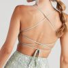 Sequin Sleeveless Lace-up Back Flare Mini Dress