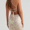 Sequin Sleeveless V-neck Open Back Mini Dress