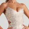 Sequin Sleeveless V-neck Open Back Mini Dress