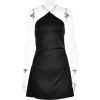Sequin Strap Halter Backless Satin Mini Dress
