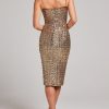 Sequin Diamante Strap Sweetheart Neck Bodycon Midi Dress