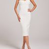 Sequin Diamante Strap Sweetheart Neck Bodycon Midi Dress