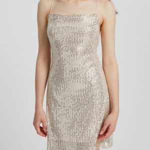 Sequin Lace-up Back Bodycon Mini Dress