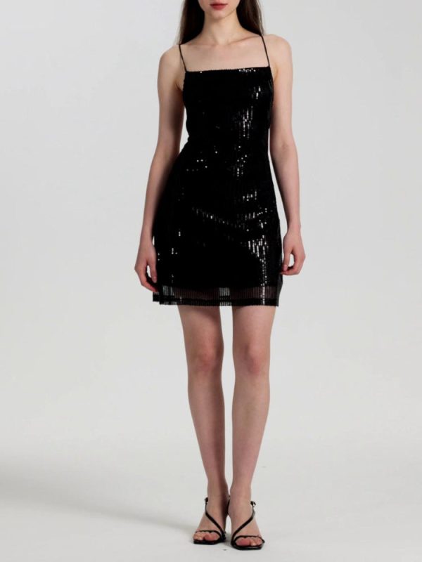 Sequin Lace-up Back Bodycon Mini Dress