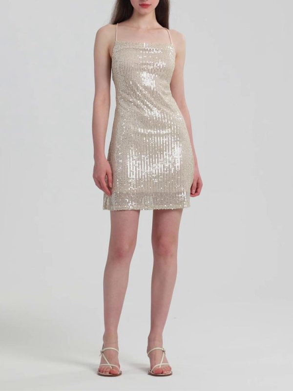 Sequin Lace-up Back Bodycon Mini Dress