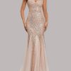 Sequin Tulle V-Neck Mermaid Floor Length Prom Dresses