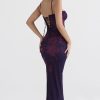 Sexy Sweetheart Bodycon Lace Mesh Sleeveless Printed Maxi Dress - Floral