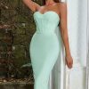 Sexy Sweetheart Bodycon Strapless Bandage Cocktail Midi Dress - Mint Green