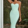 Sexy Sweetheart Bodycon Strapless Bandage Cocktail Midi Dress - Mint Green