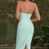 Sexy Sweetheart Bodycon Strapless Bandage Cocktail Midi Dress - Mint Green