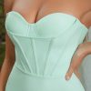 Sexy Sweetheart Bodycon Strapless Bandage Cocktail Midi Dress - Mint Green