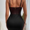 Sexy Sweetheart Neck Bodycon Mesh Corset Cocktail Party Mini Dress - Black