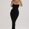 Sexy Sweetheart Strapless Bodycon Maxi Prom Formal Dress - Black